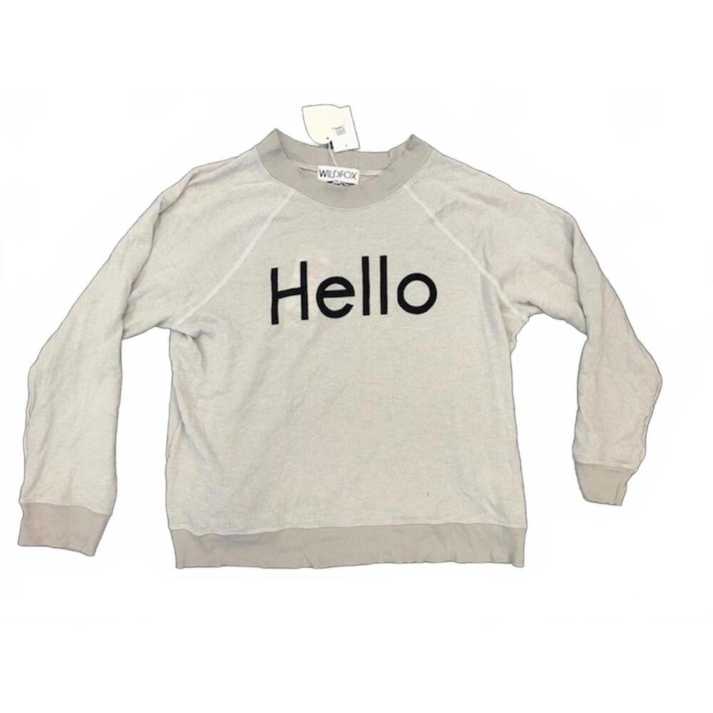 NWT New Wildfox "Hello" Gray Cotton Sweater Large